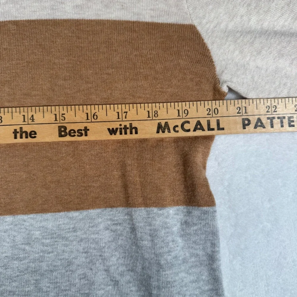 Lands' End Sweater Women S Small Beige Colorblock Cotton Knit Crewneck Excellent